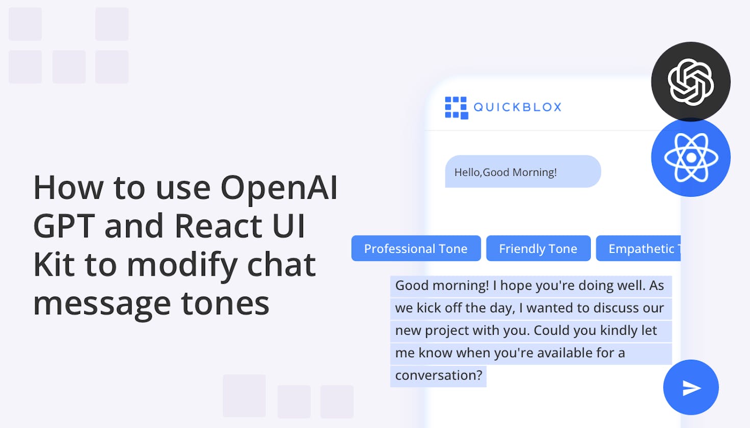 How to use OpenAI GPT and React UI Kit to modify chat message tones
