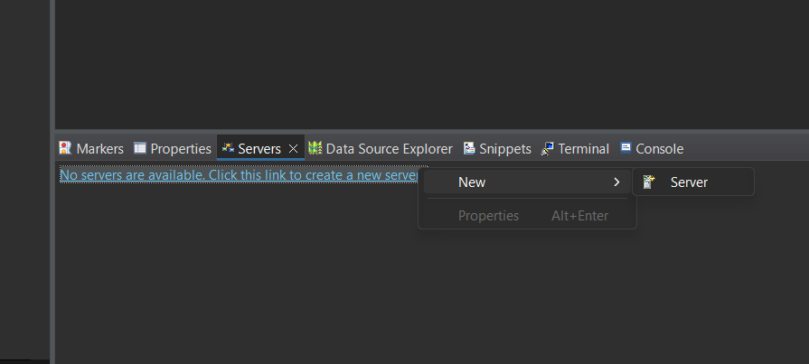 else, give it a right-click and select New -> server.