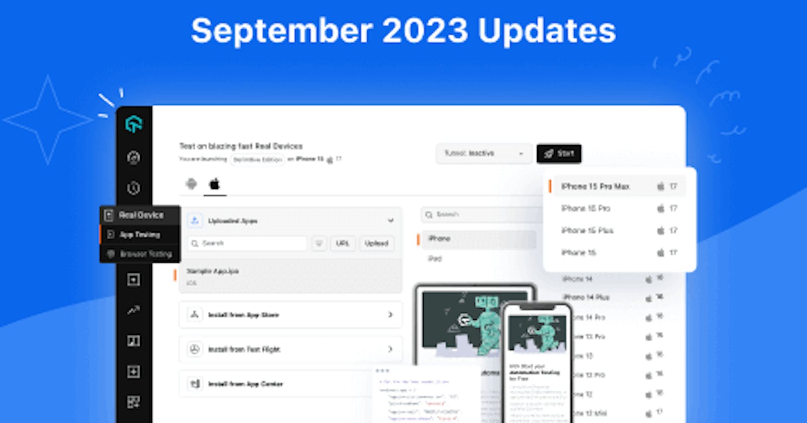 September’23 Updates: Test on Real iPhone 15 Series, AI-Powered Custom Flaky Test Detection, and More
