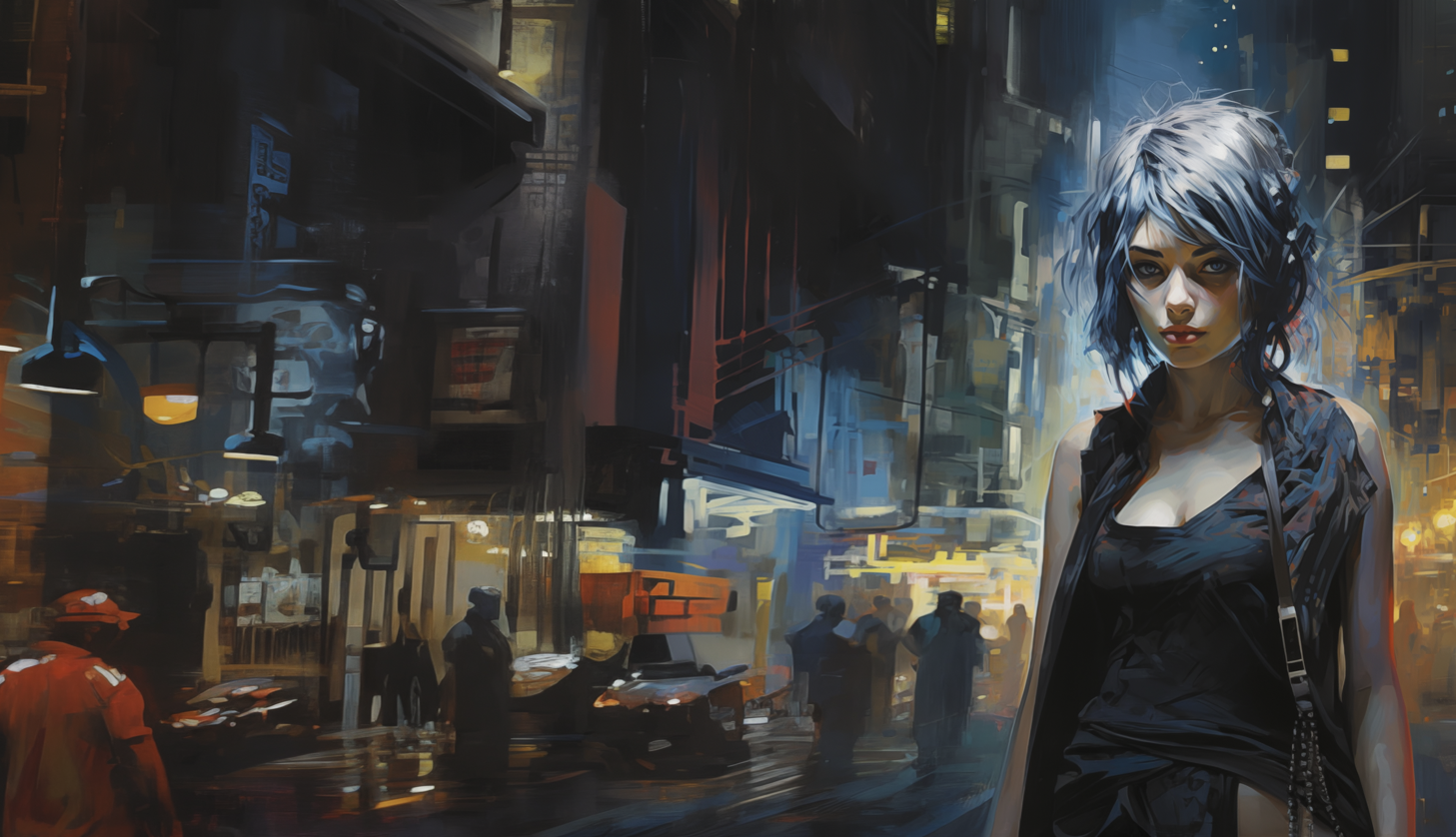 best paint ever, impressive details, cyberpunk, urban, nice girl