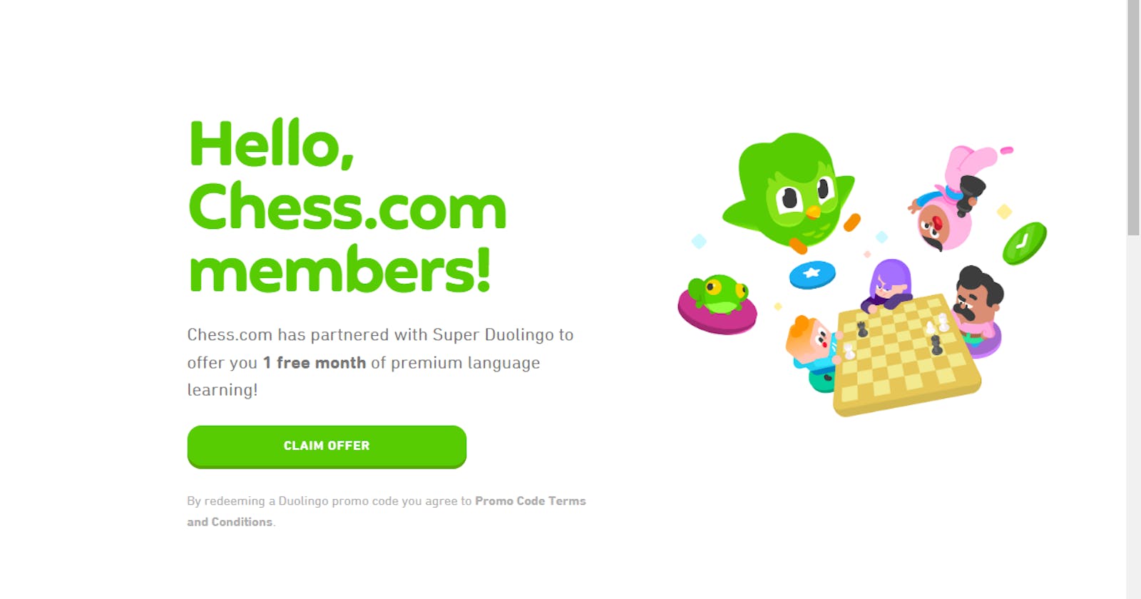 Chess.com and Super Duolingo Collaboration: Grab Your 1-Month Free Premium Language Learning!