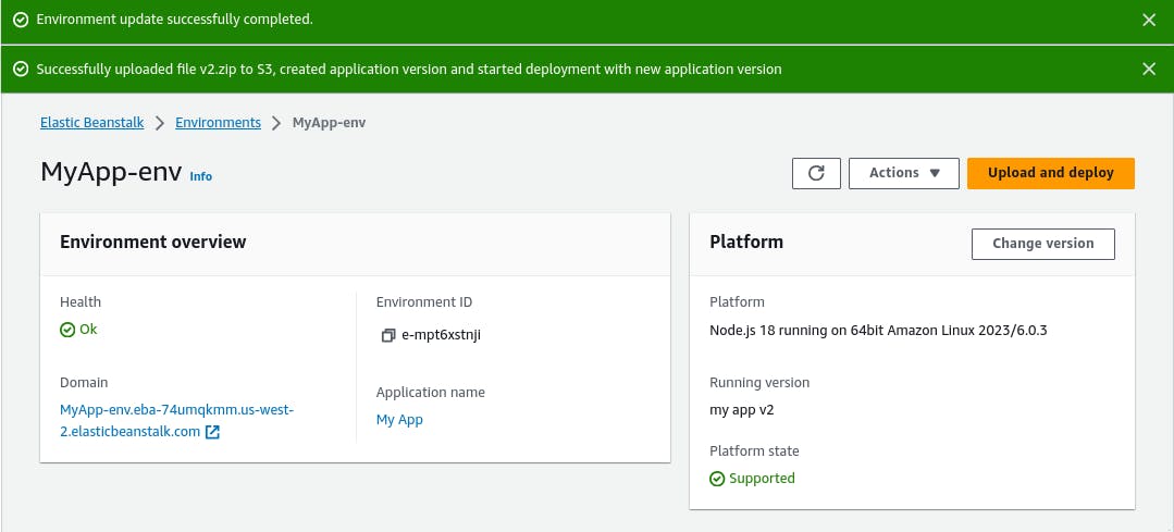 Here you can check my app v2 has been deployed successfully