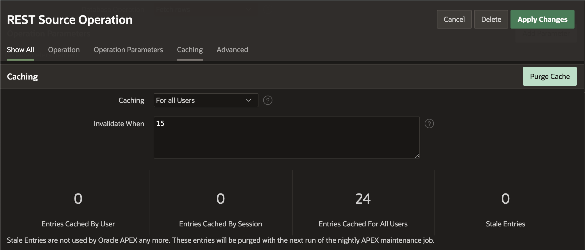 Oracle APEX REST Source Cache