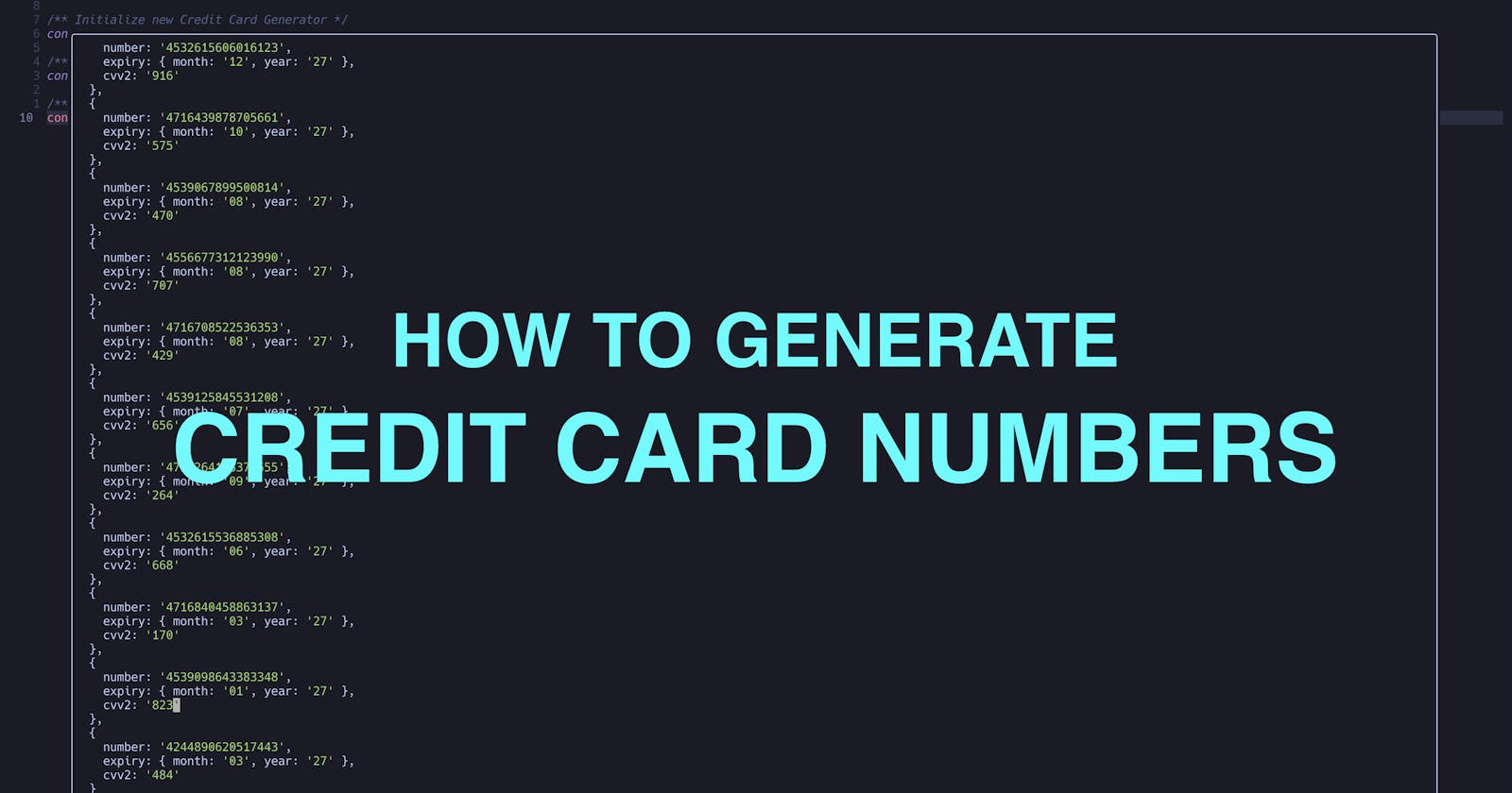 How To Generate Credit Card Information Using JavaScript