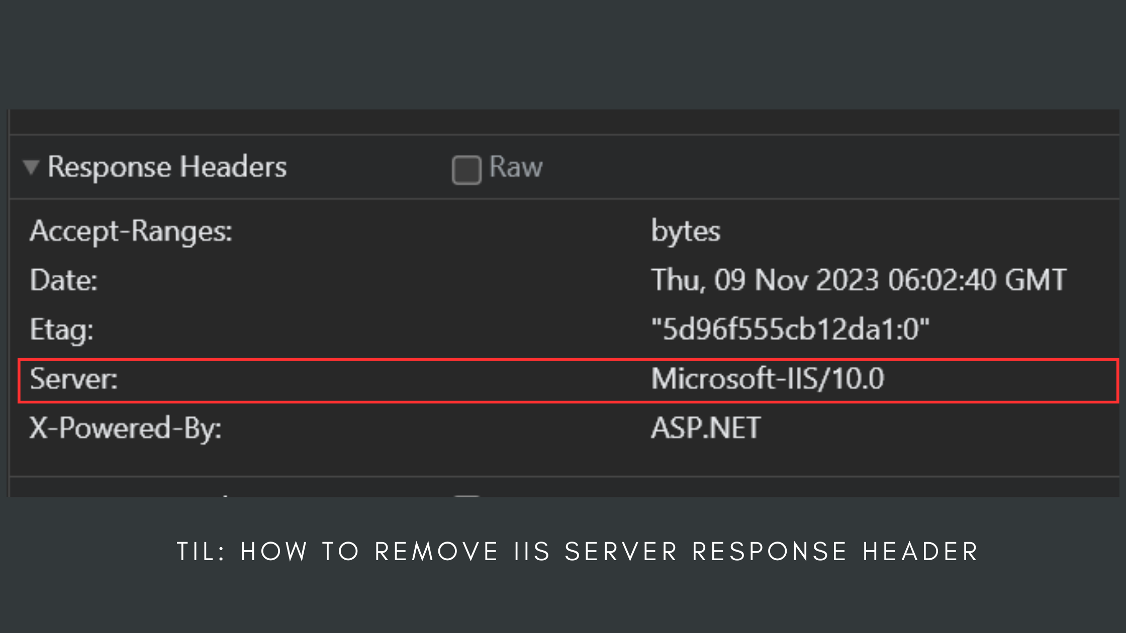 TIL: How to remove IIS server response header