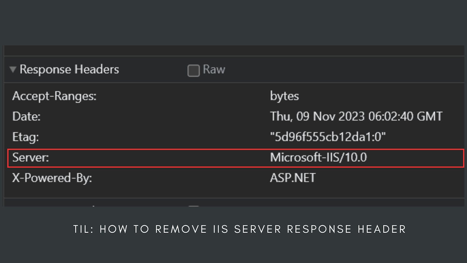 TIL: How to remove IIS server response header