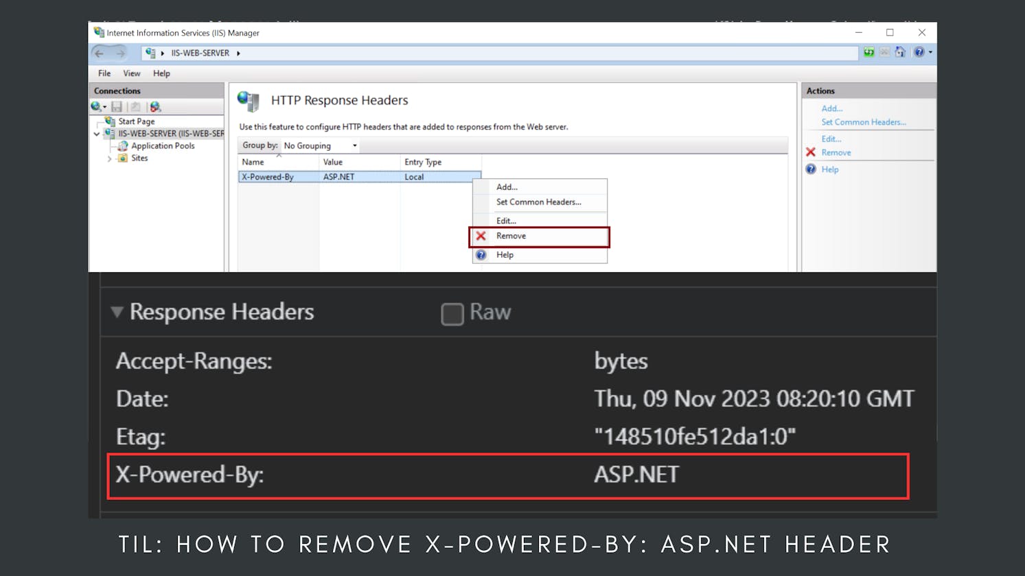 TIL: How to remove X-Powered-By: ASP.NET Header