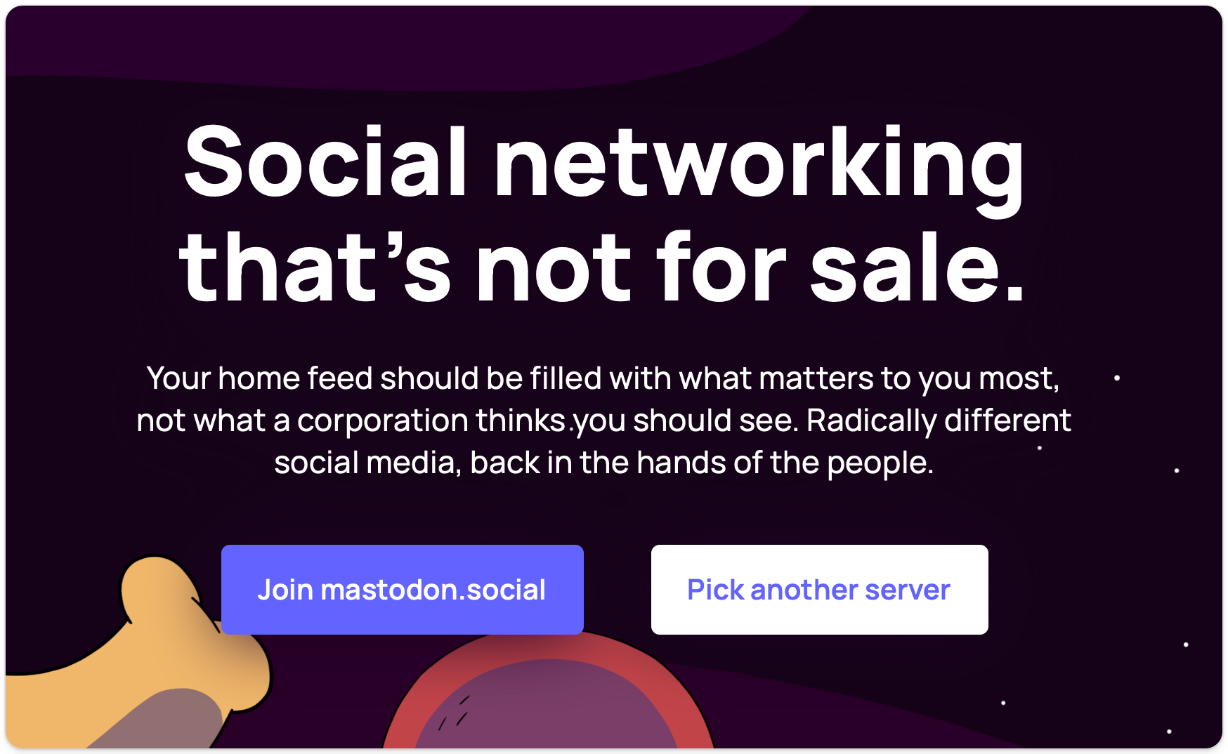 a social networking site with a purple background