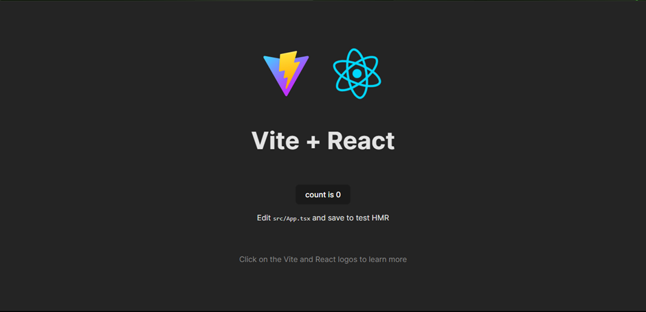 Initial React + Vite load view