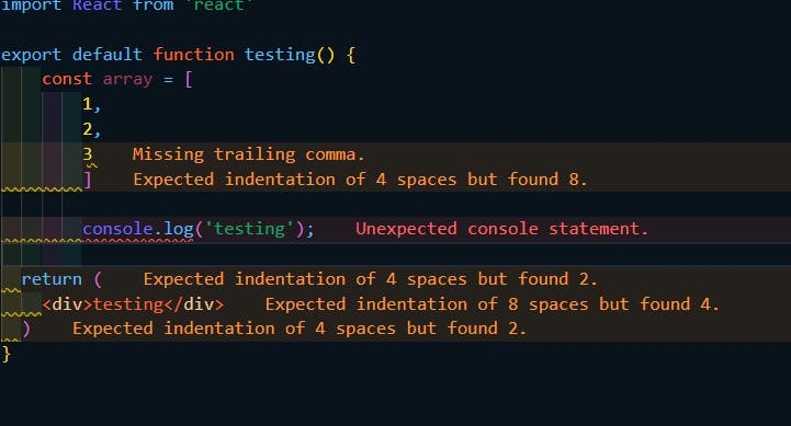 VS Code showing ESLint errors