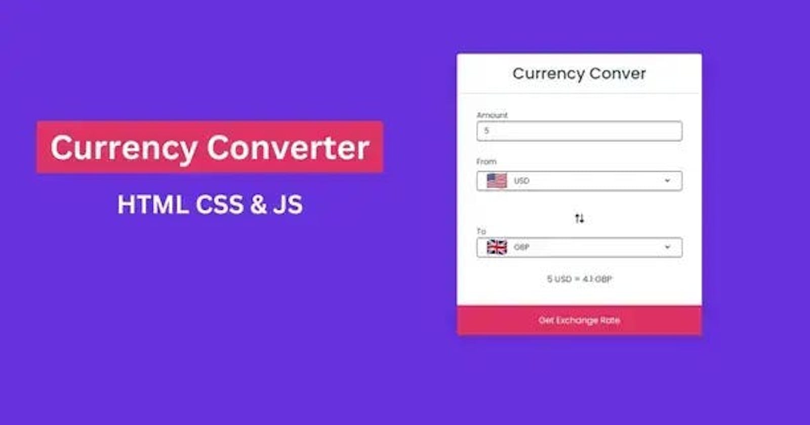 Currency Converter App Using HTML CSS and Javascript