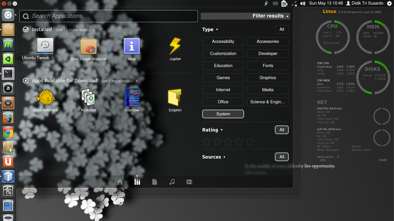 precise pangolin desktop unity menu screenshot