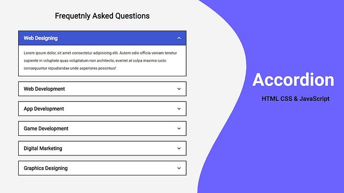 Create an Accordion Using HTML, CSS, and JavaScript