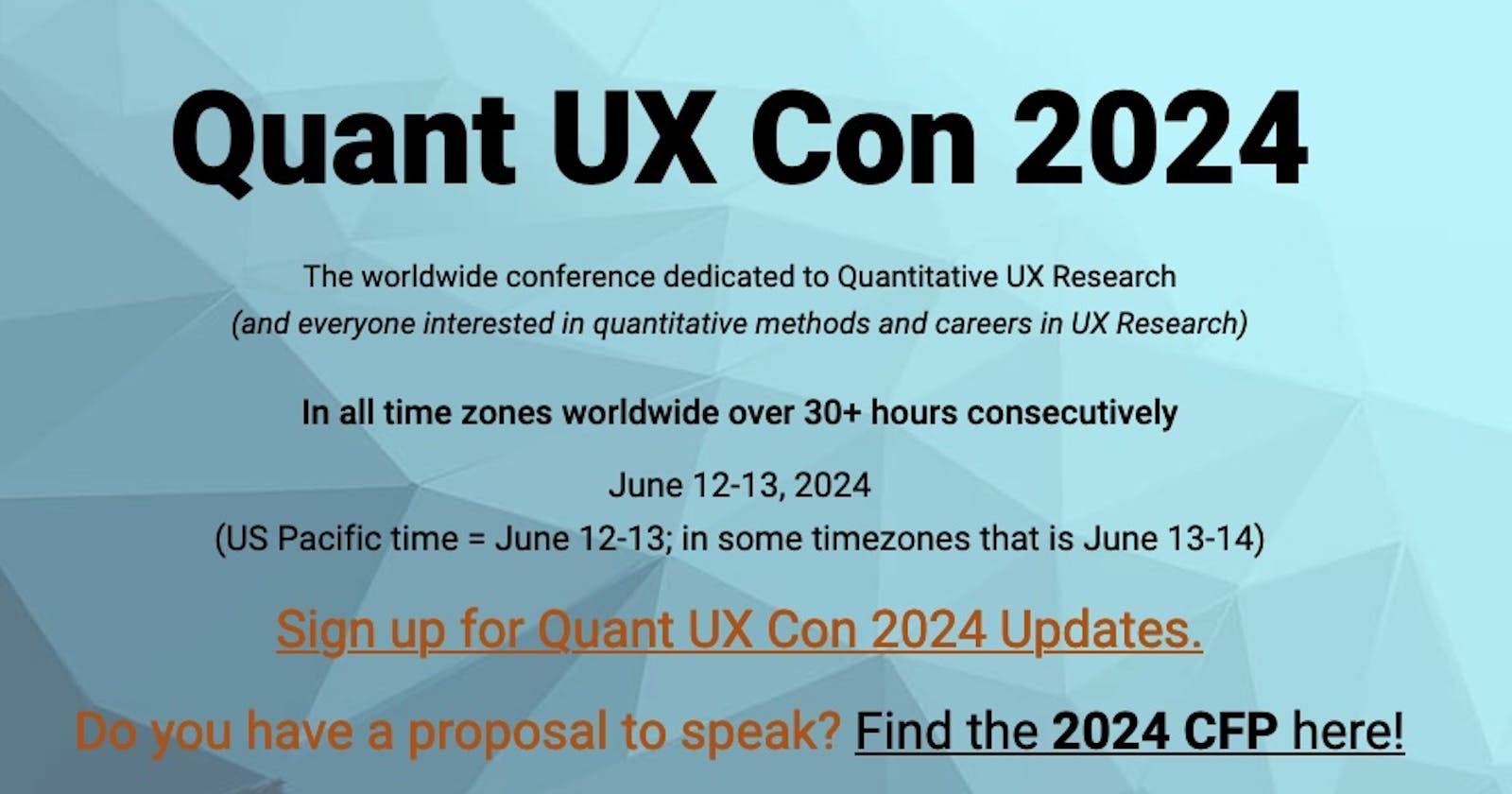 The CFP is open for Quant UX Con 2024