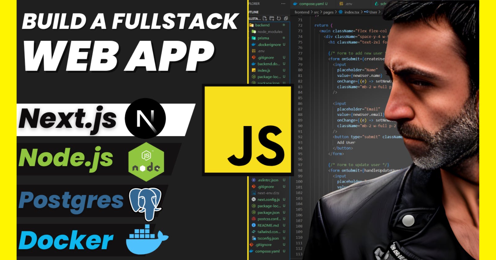 Build a FULL STACK Web app with Javascript API, Next.js 14, Node.js, Express, Prisma, Postgres,Docker.