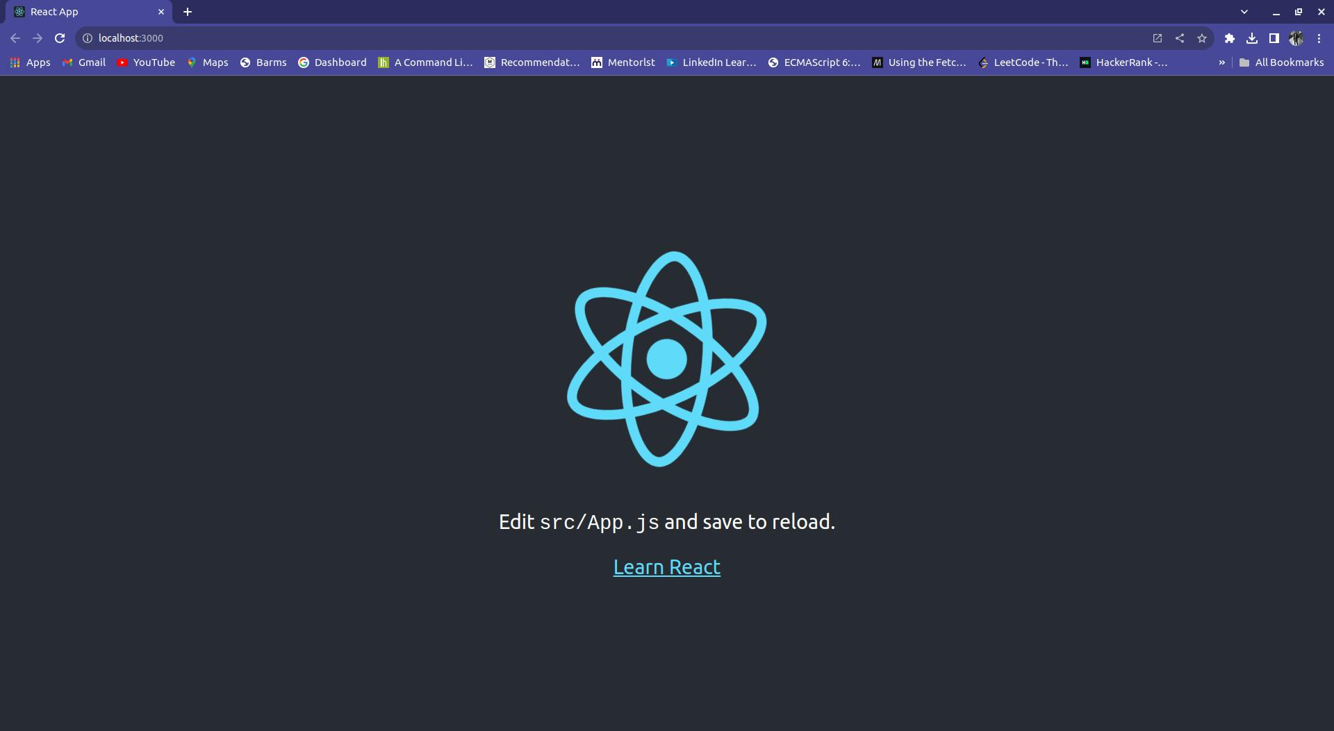 React app on localhost:3000