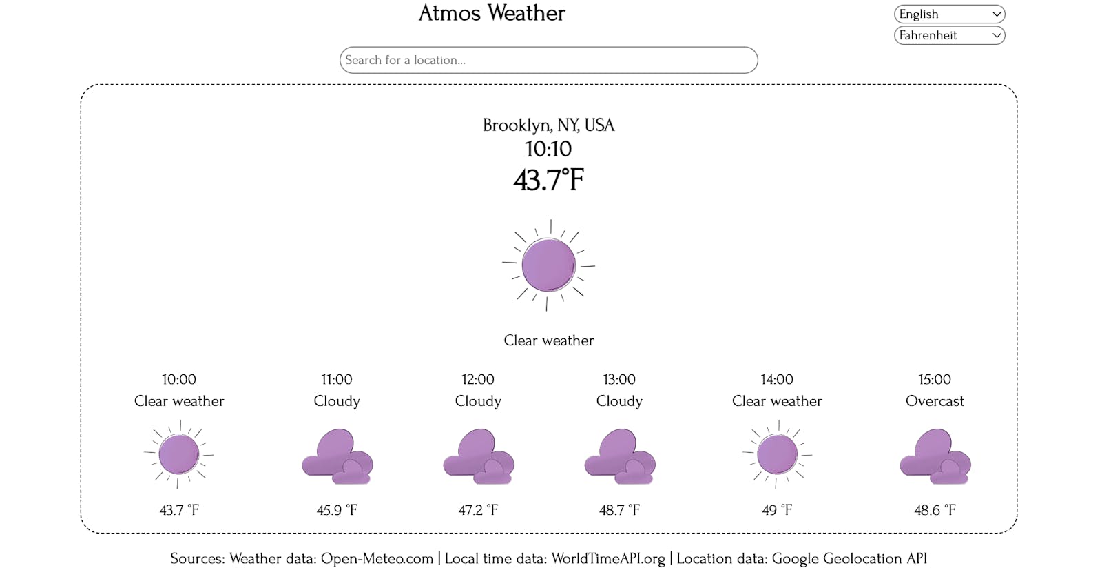 Flatiron School Phase 1 project: "Atmos Weather"