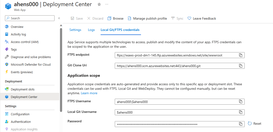 username and password for pushing the changes.