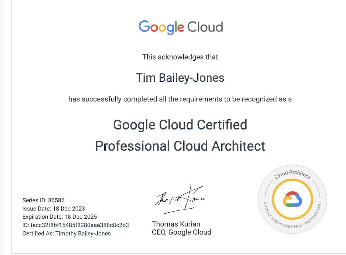 I'm now GCP Professional Architect Certified!