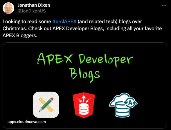 Oracle APEX Developer Blogs