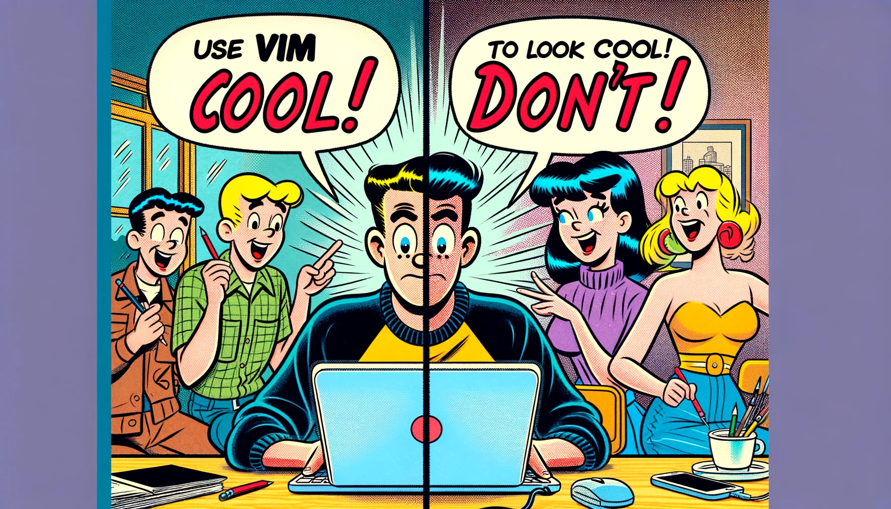 Use vim to look cool! don't!