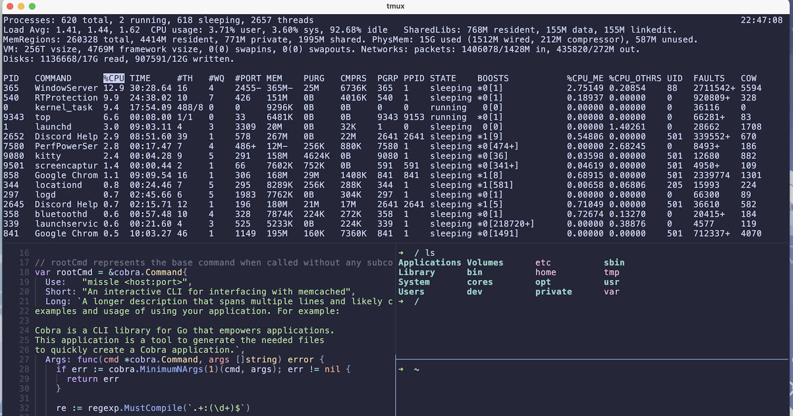 Getting started with tmux