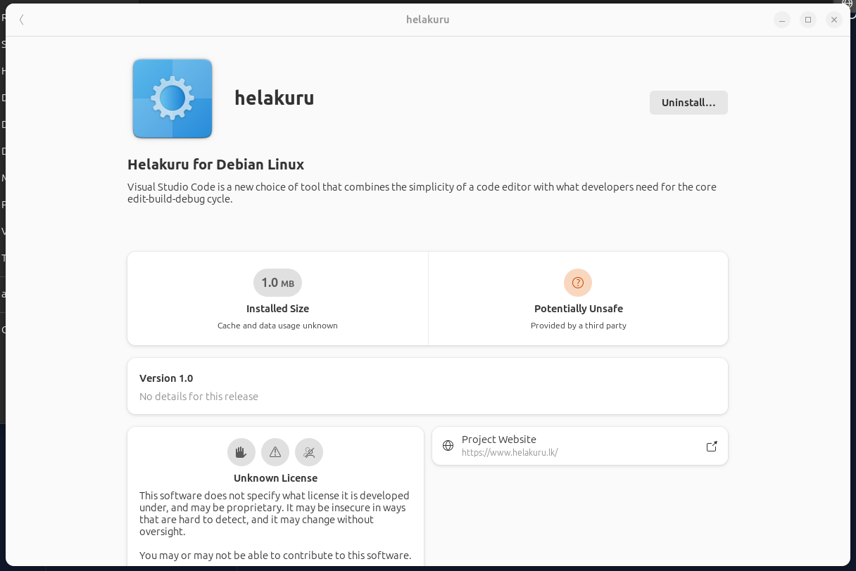 Software Install after the Helakuru Debian file is installed