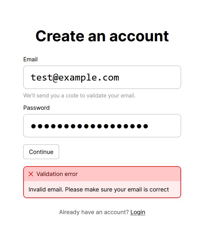 First design of the login page
