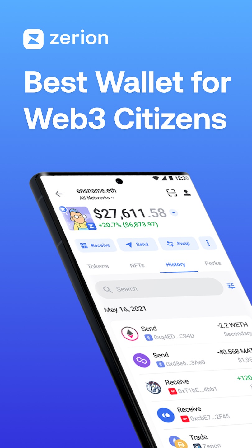Zerion Mobile App on Google Playstore
