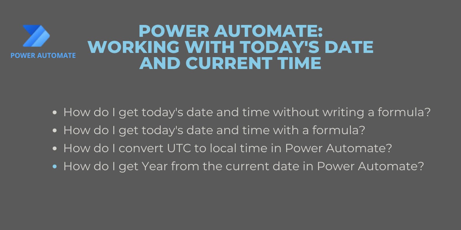 Power Automate: How to get todays date and current time.
