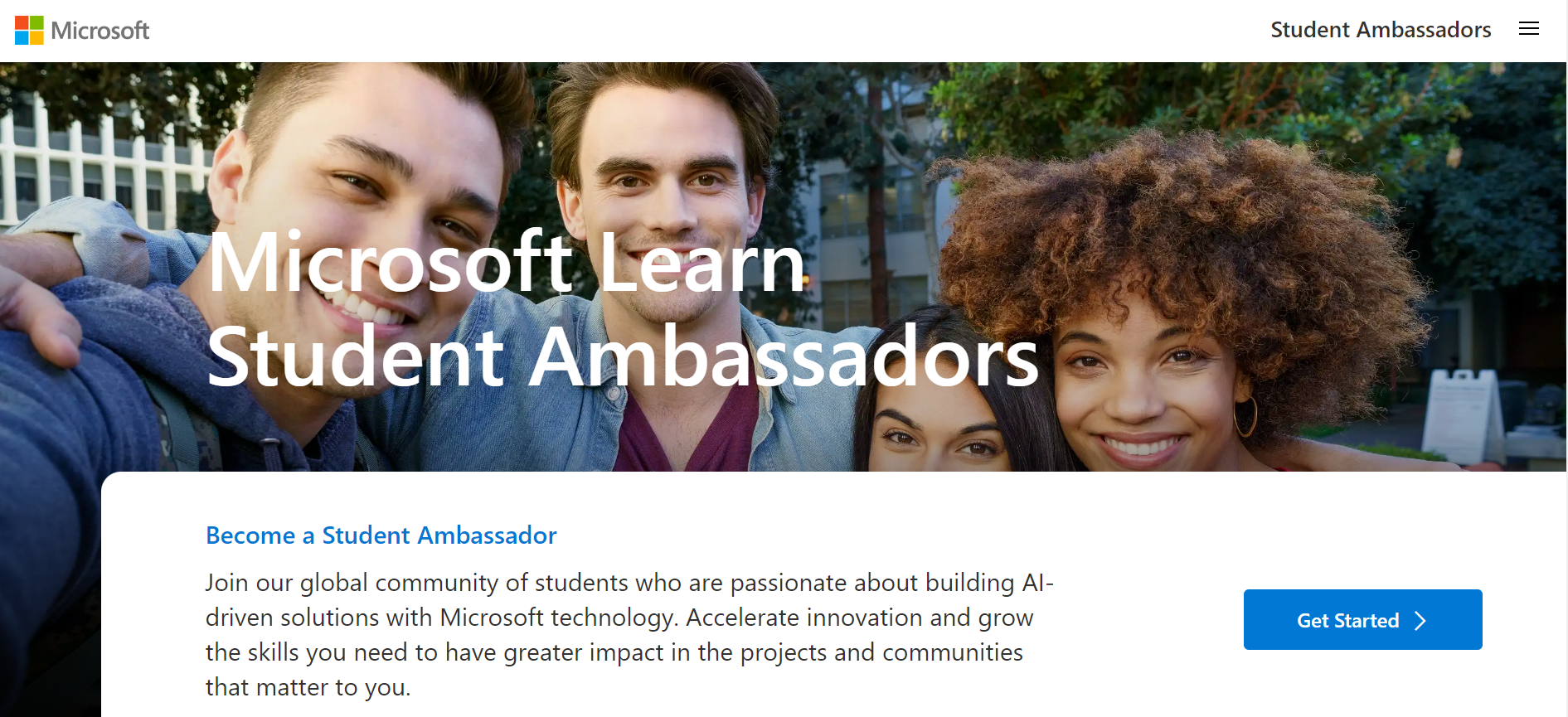 Microsoft Learn Student Ambassador Program: Empowering students to create a brighter future.