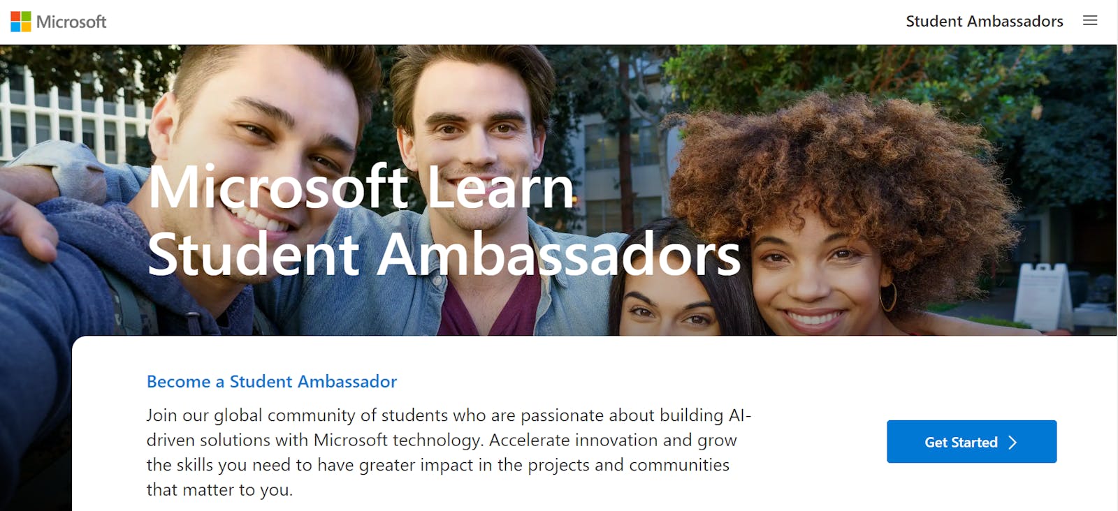 Microsoft Learn Student Ambassador Program: Empowering students to create a brighter future.