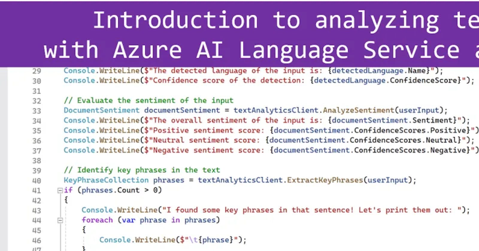 Introduction to analyzing text with Azure AI Language Service and C#