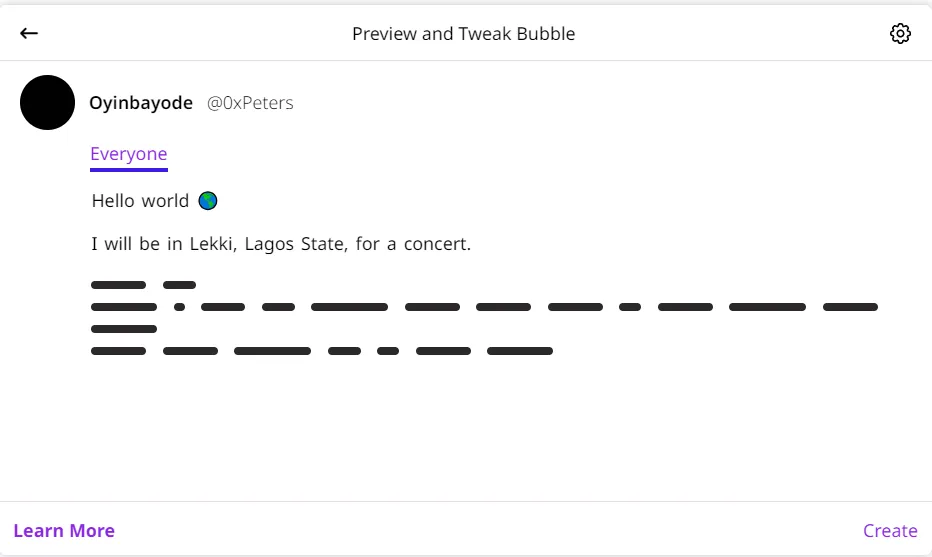 Post utilizing the "make words secret" feature