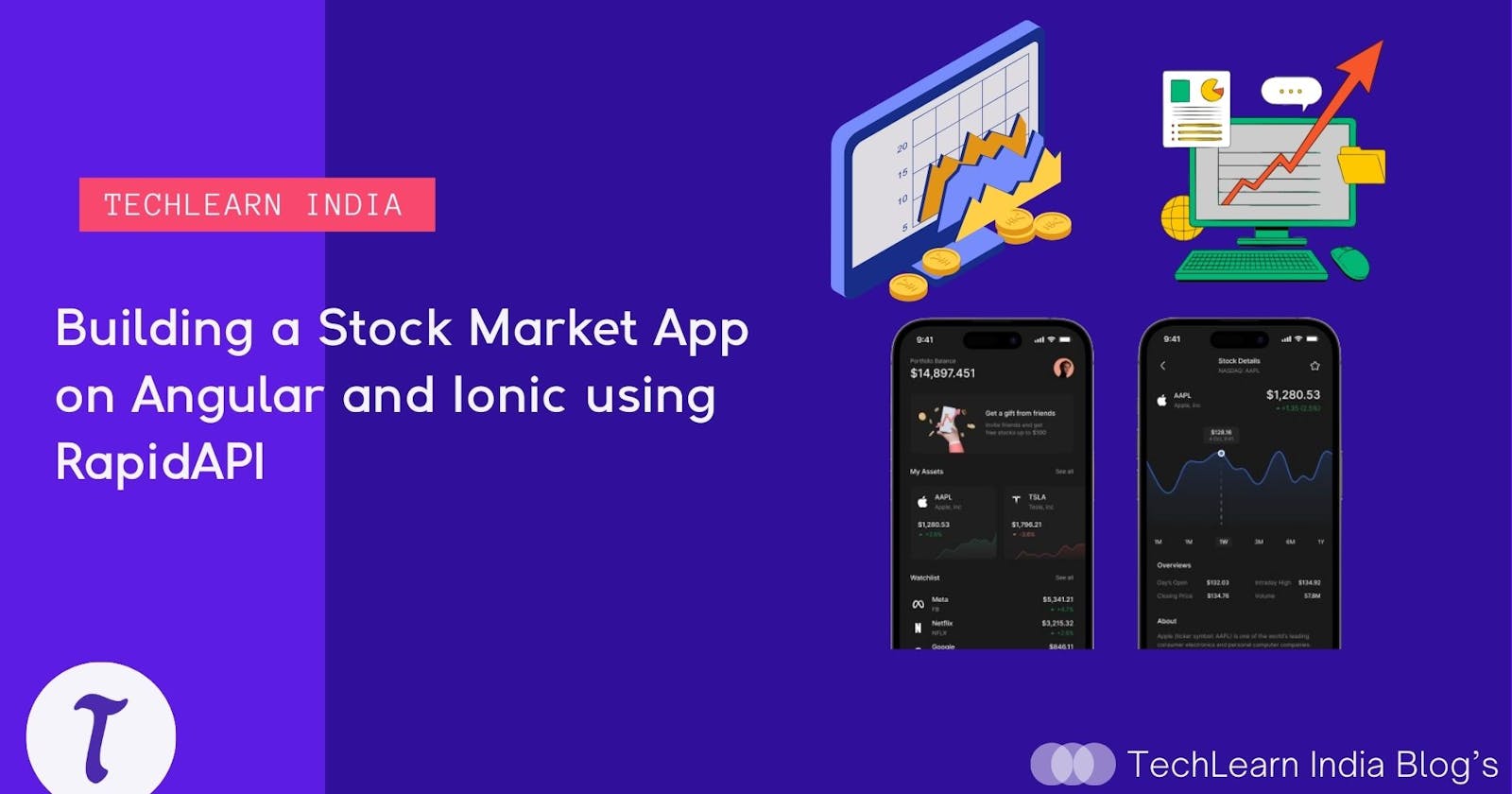 Building a Stock Market App with  TechLearn India  on Angular and Ionic using RapidAPI