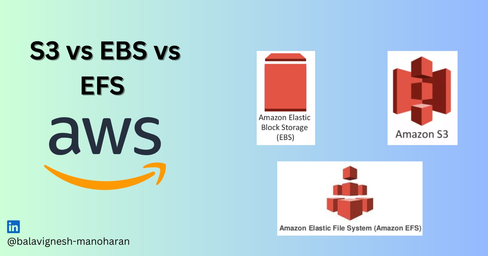 AWS Storage - EBS vs S3 vs EFS