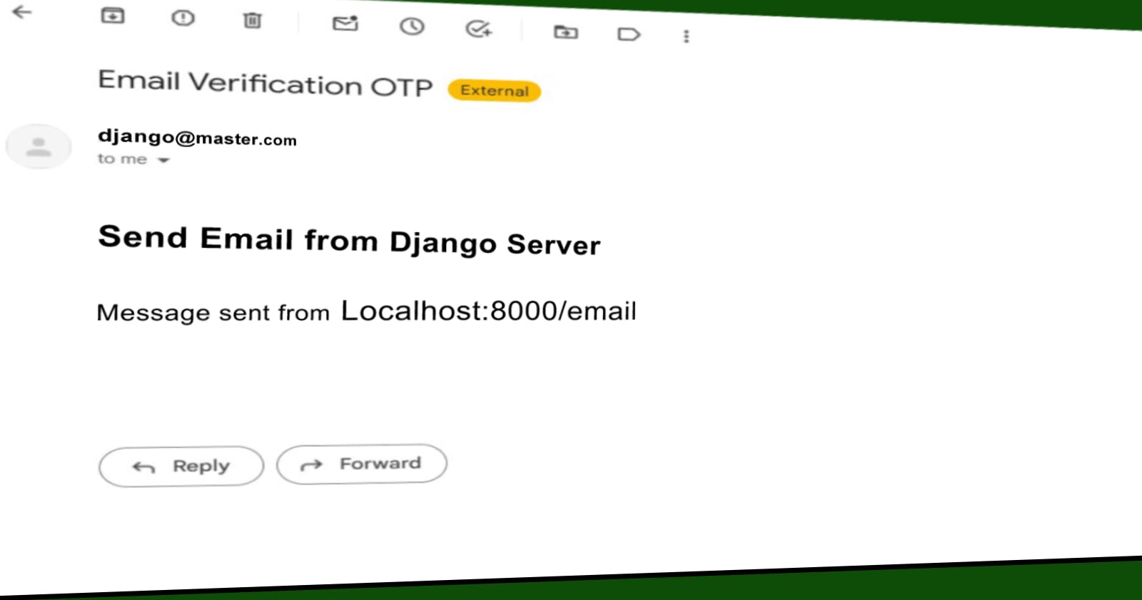 Sending an Email from your Django Server with the Django Master