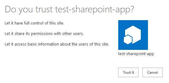 Trust SharePoint app permissions