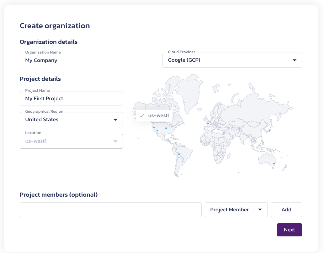 Electing GCP on Pangea Console