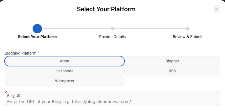 APEX Developer Blogs, Select Your Platform.