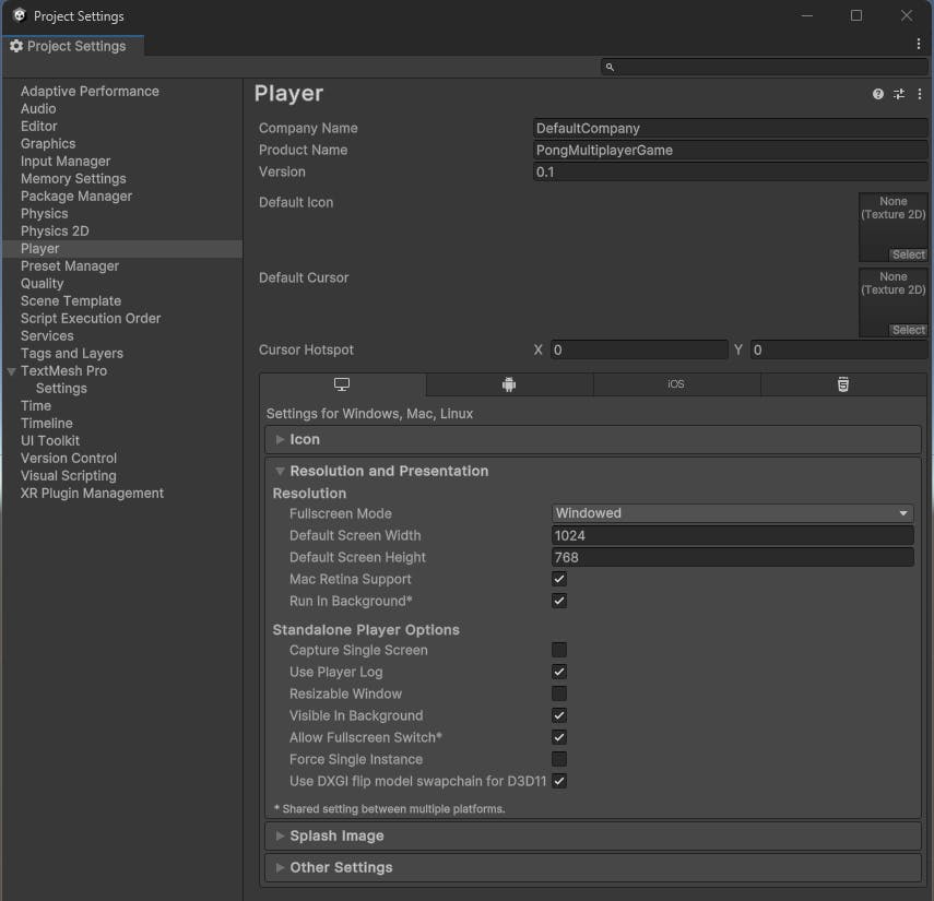 Project Settings in Unity