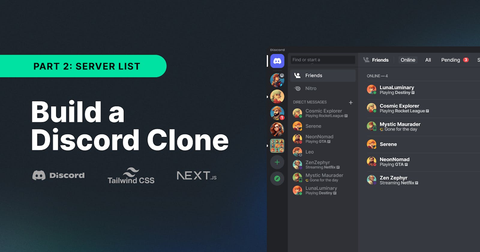 Discord Clone Using Next.js and Tailwind - Part 2: Server List