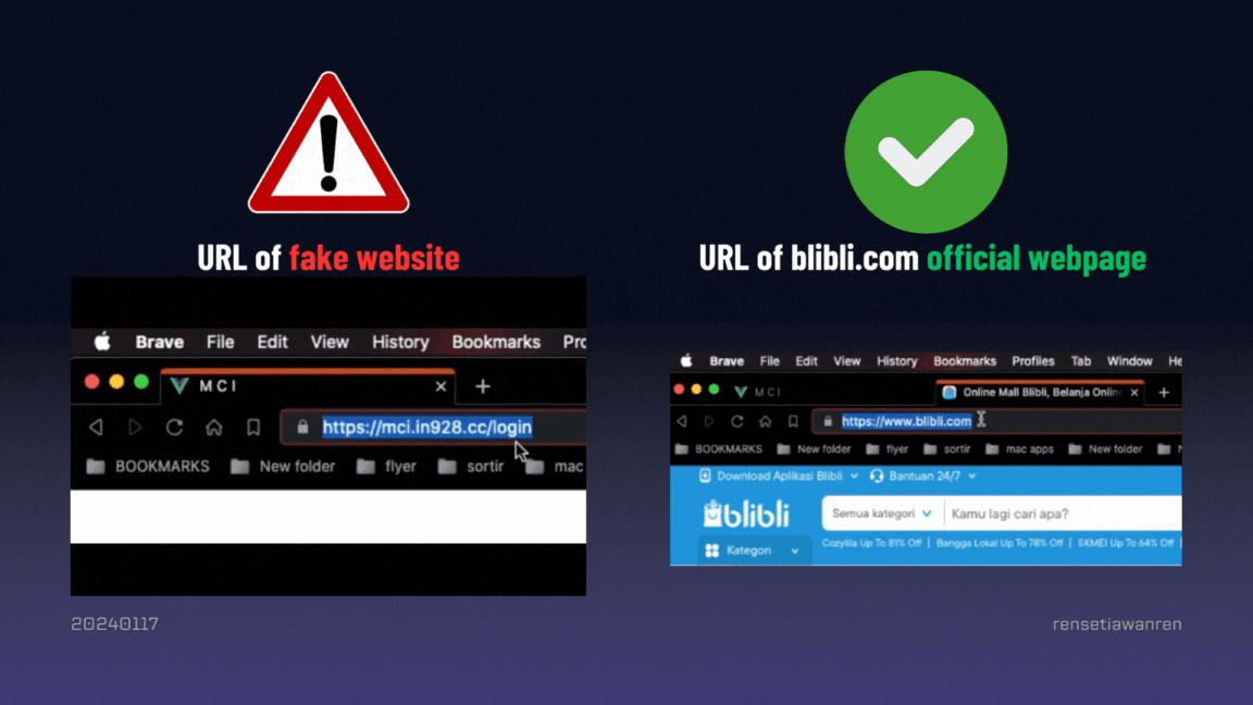4.1 — URL of fake vs official
