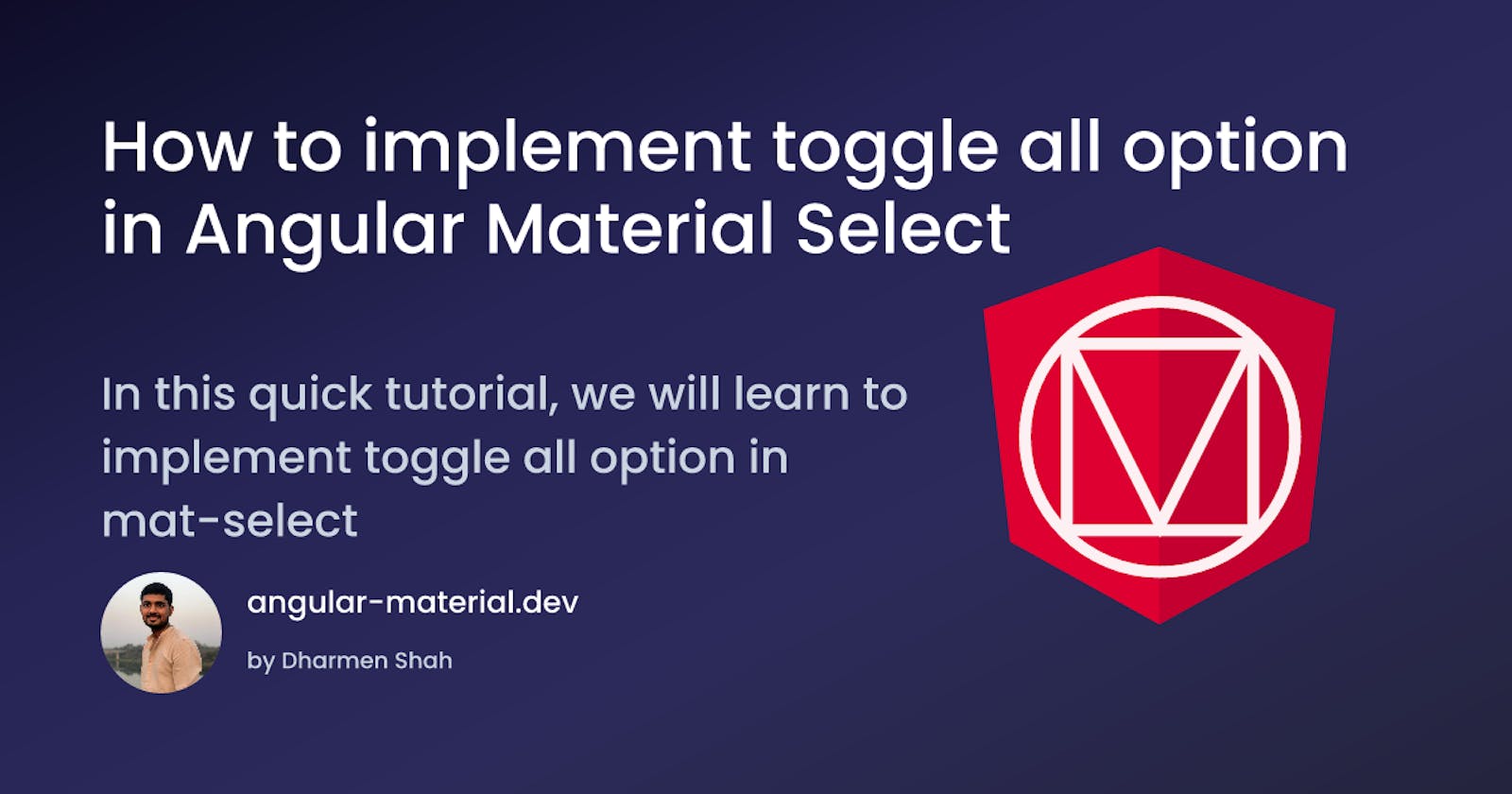 How to implement toggle all option in Angular Material Select