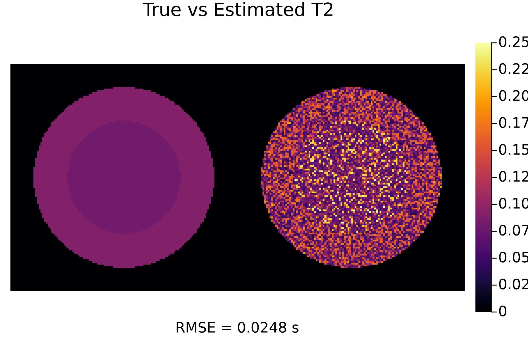 T2 estimates using initial scan parameters
