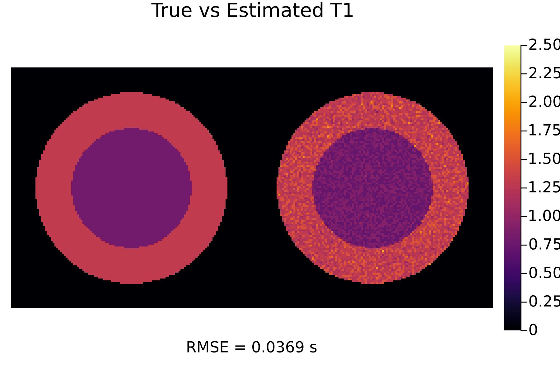 T1 estimates using optimized scan parameters