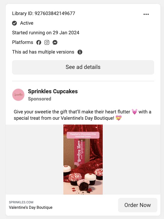 How Sprinkles Cupcakes runs their Facebook ads