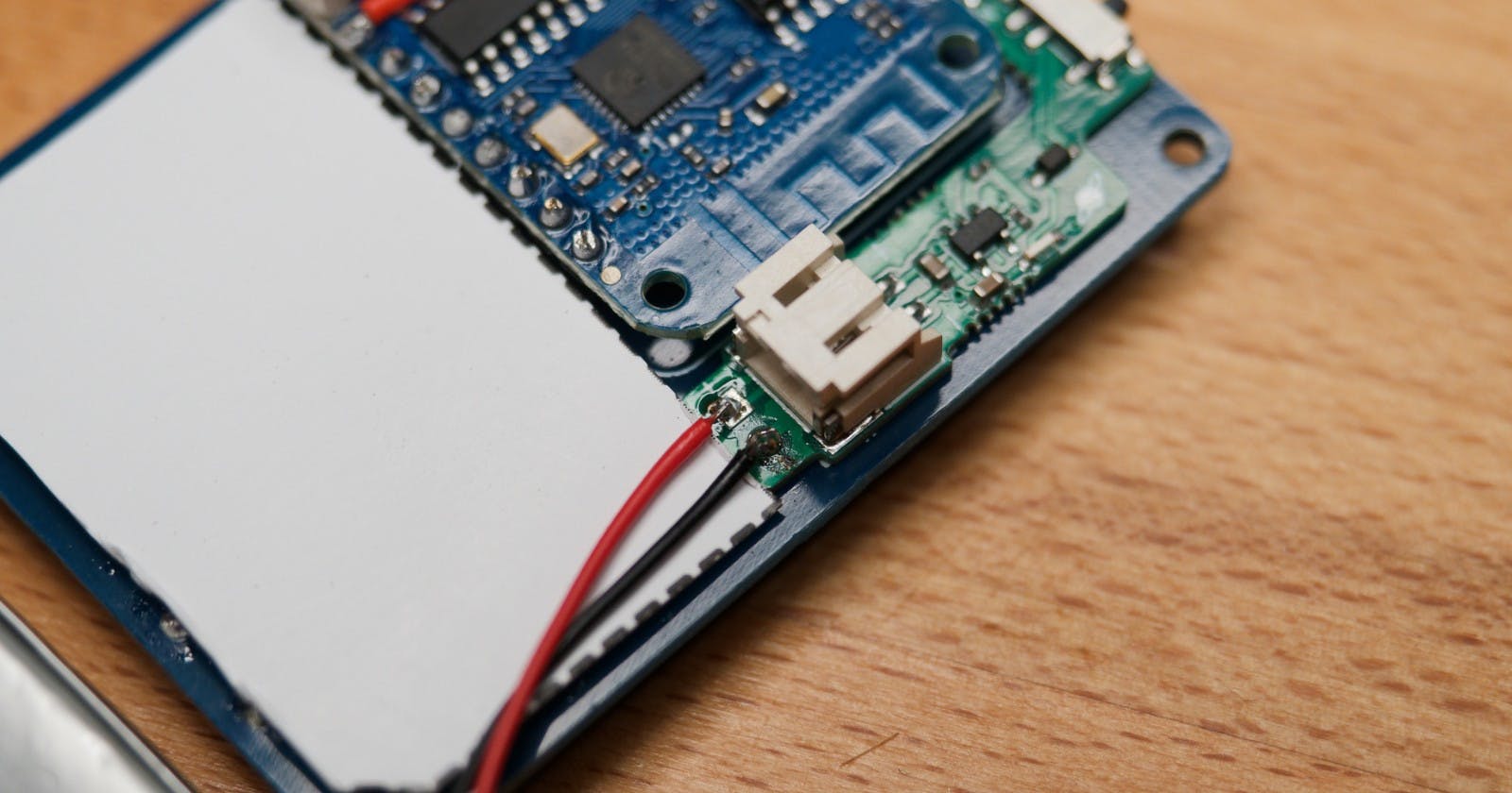 LiPo soldered to HackHeld battery mod
