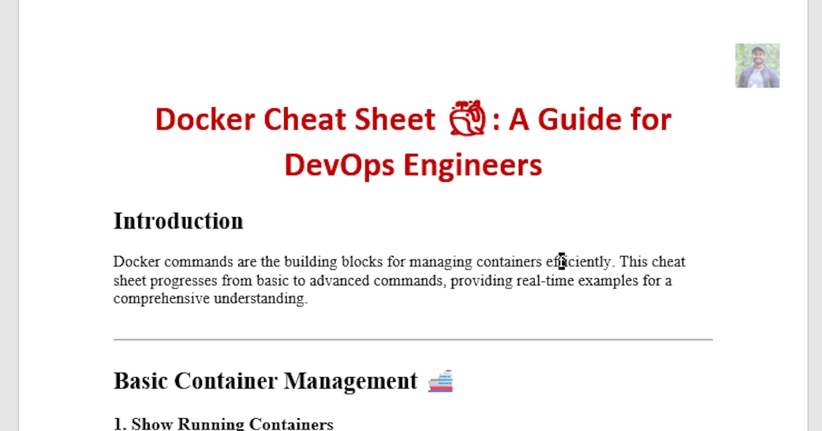 Docker Cheat Sheet 🐳: A Guide for DevOps Engineers