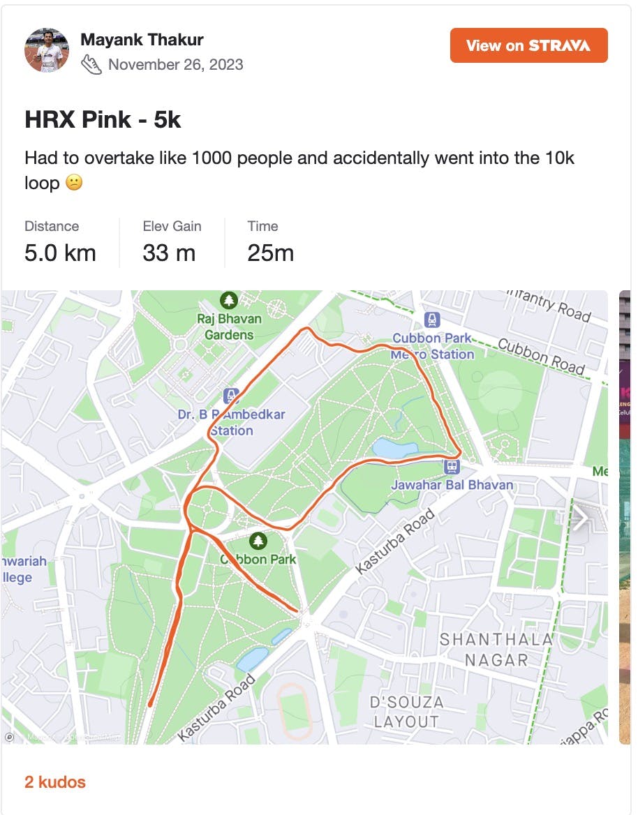 HRX 5k strava activity